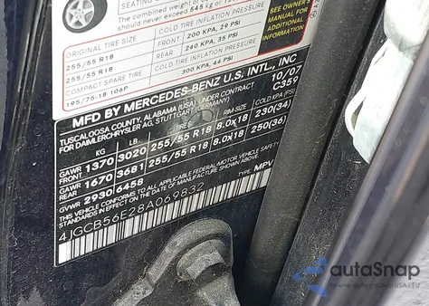 2008 Mercedes-Benz R 350 z USA, uszkodzony, nr VIN 4JGCB56E28A069832